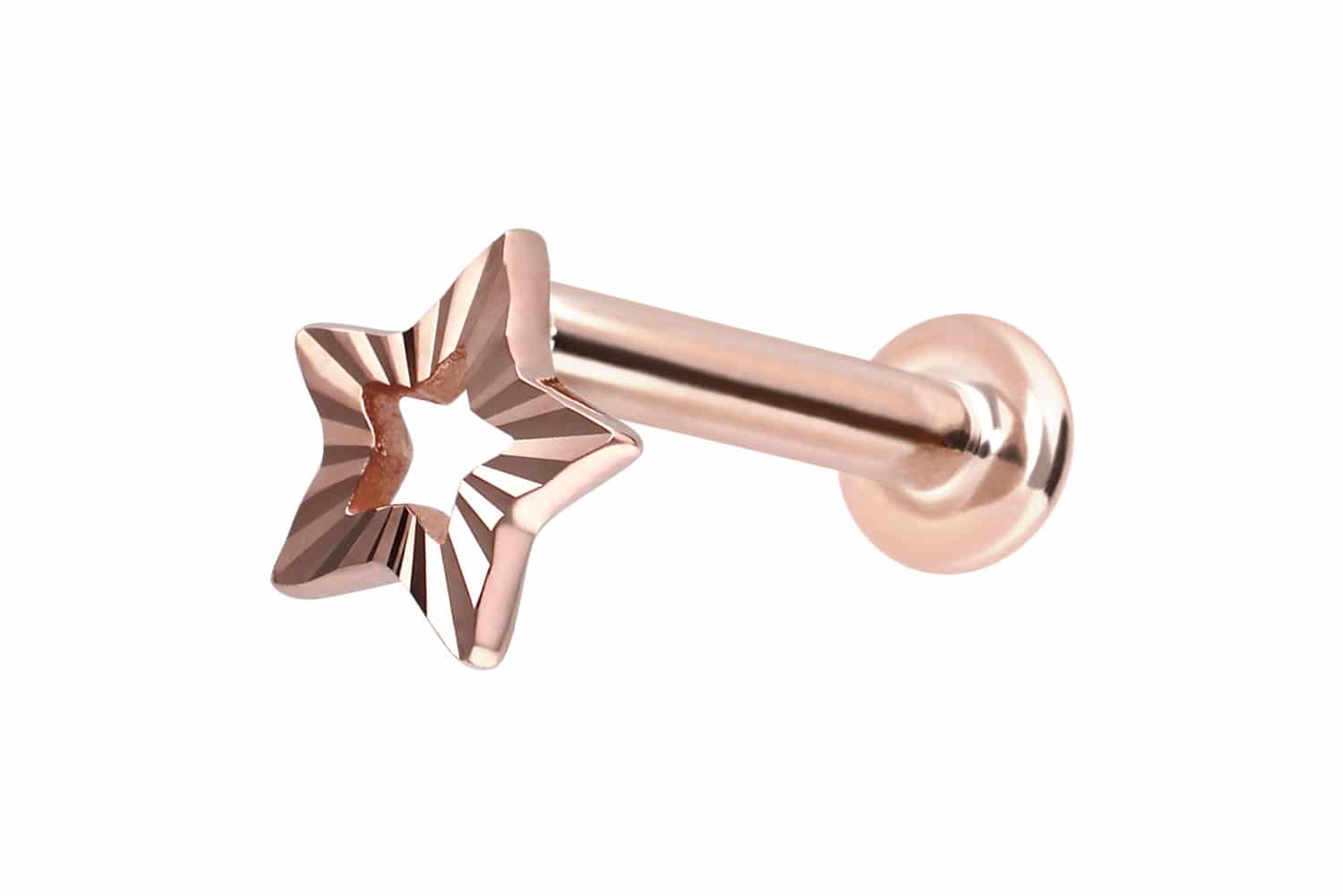14 Karat Gold Labret Piercing mit Innengewinde STERN
